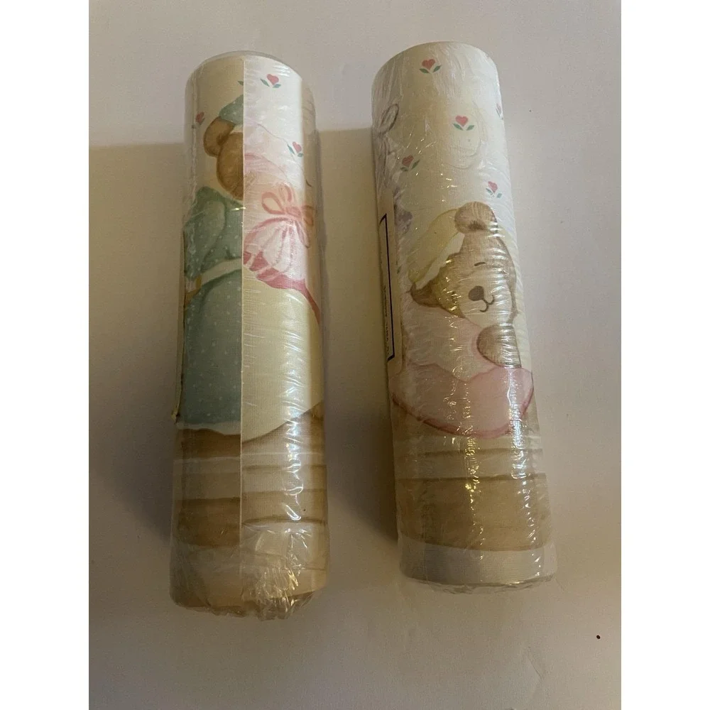 Vintage Wall Border Sleeping Teddy Bears Hearts 80's 90's 3 Rolls 5 Yards Each